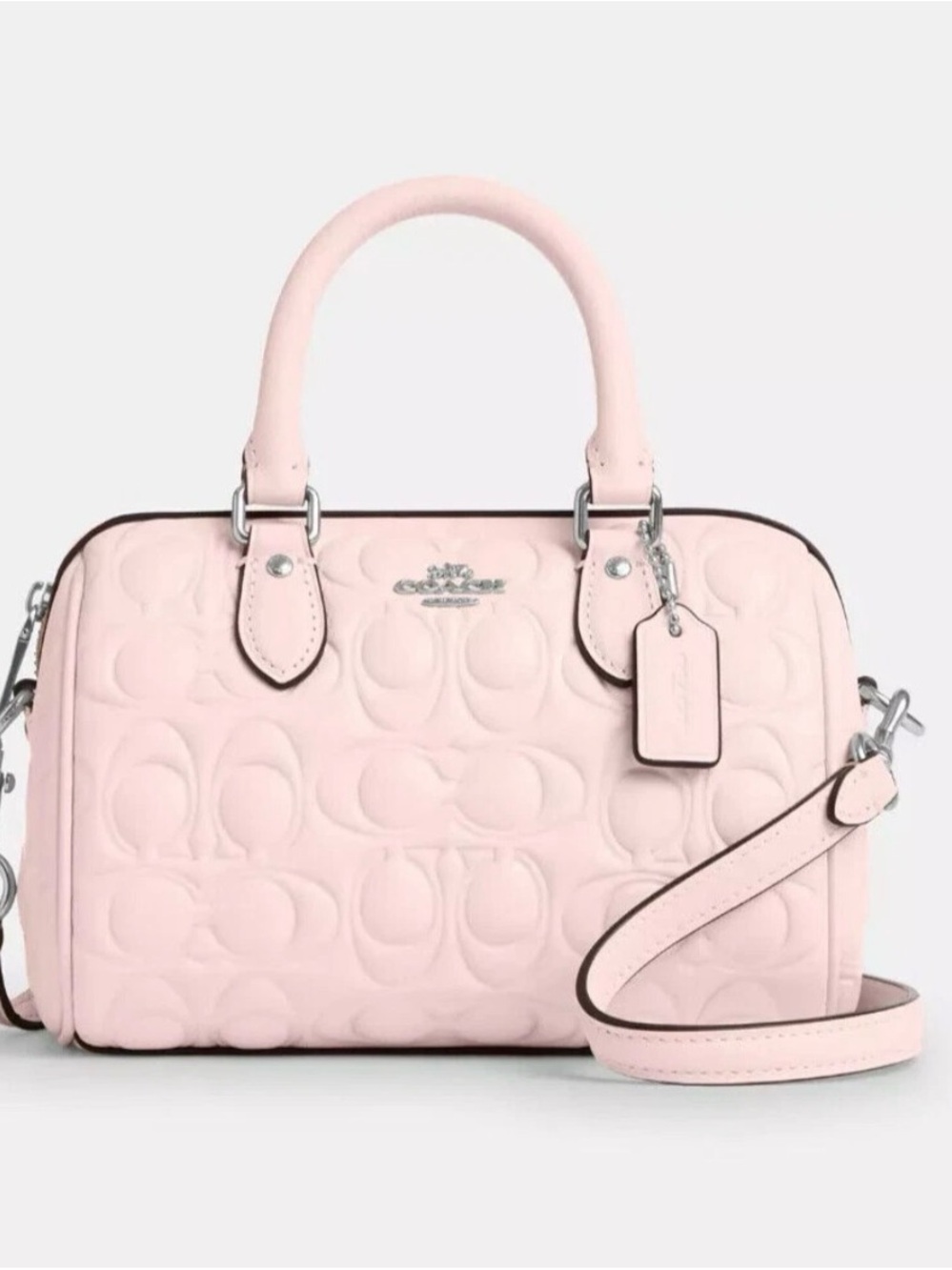 Blush pink / silver Mini Rowan Crossbody Bag
In Signature Leather
